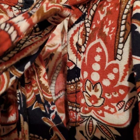 Aura Blue Long Sleeve Floral Paisley Peplum Top Size Small - Picture 5 of 9